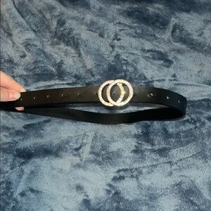 Elegant Black Belt with Silver Buckle